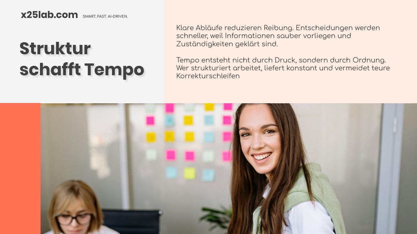 Struktur schafft Tempo im KMU — x25lab.com – Struktur schafft Tempo